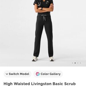 Figs Women's Black High-Waisted Livingston Scrub Pants